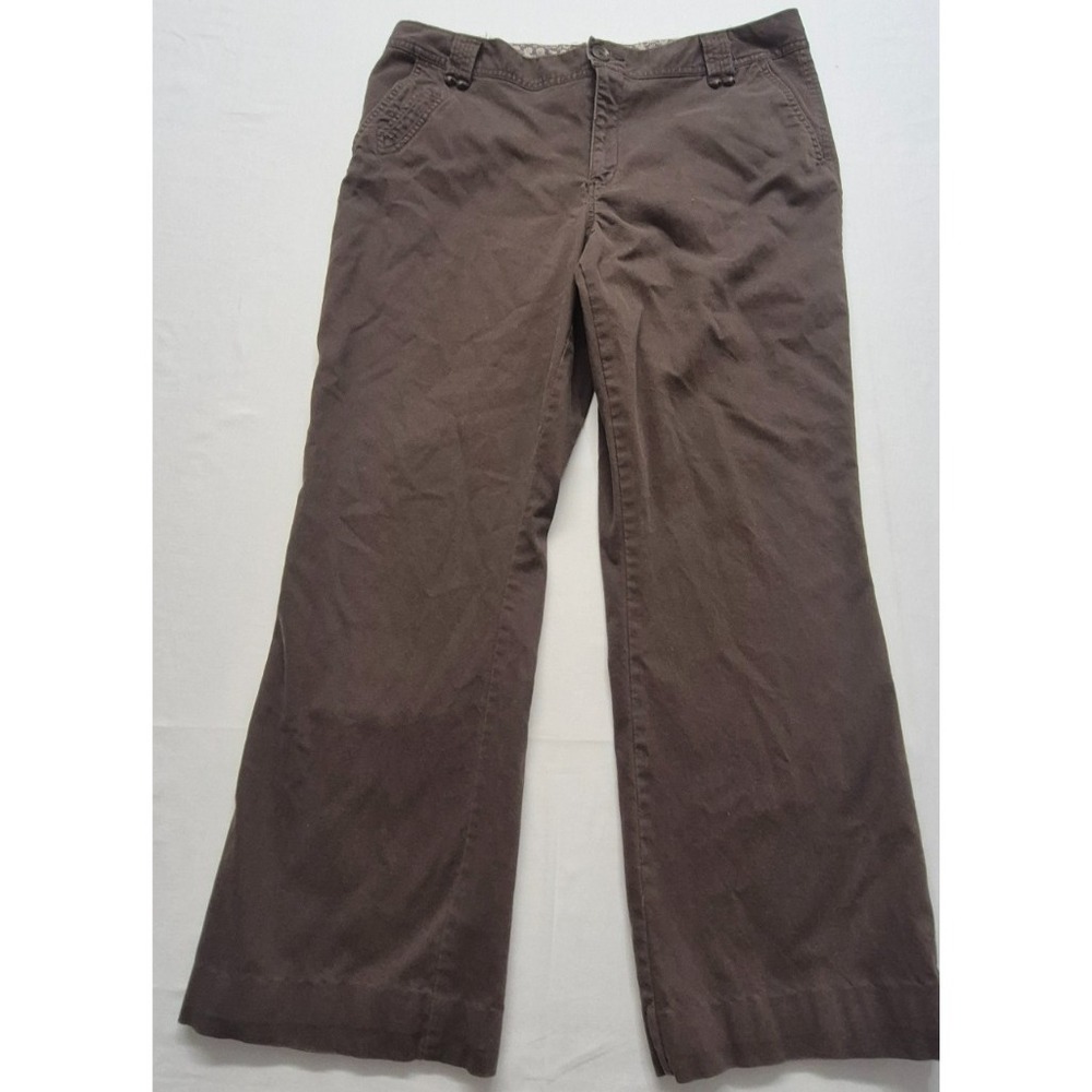 St. John's Bay women's brown chino pants 16P flat front stretch Cotton